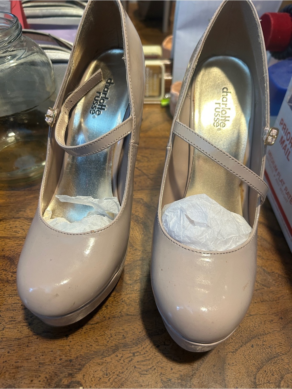Charlotte Russe Blush Patent Mary Jane Platform Heels
